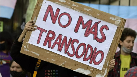 Manifestación en el Día Internacional de la Visibilidad Transgénero ante el Congreso en Buenos Aires, el 31 de marzo de 2021.