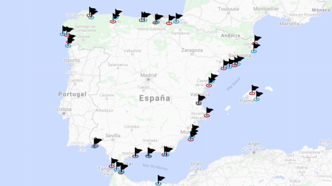 Las banderas negras del litoral español.