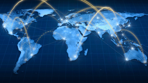 Imagen de un mapa del mundo conectado.