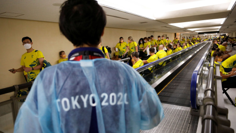 17/07/2021. El equipo olímpico de Australia llega a Japón con motivo de los Juegos de Tokio 2020. - REUTERS