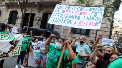 Una protesta de la PAH durant l'actual pandèmia.