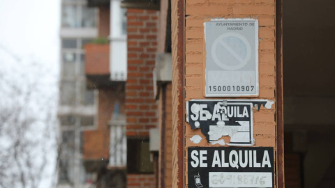 Carteles de 'Se alquila' en Madrid.