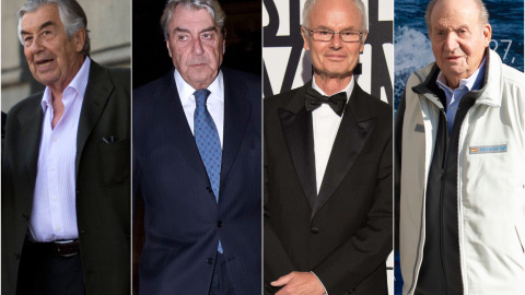 De izquierda a derecha, Alberto Alcocer, Alberto Cortina, Álvaro de Orleans, y Juan Carlos I.