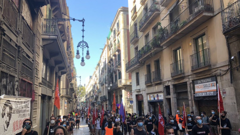 La concentració d'homenatge a Gustau Muñoz, que s'ha fet al carrer Ferran de Barcelona. @CUPNacional