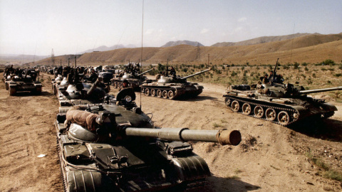 Imagen de mediados de los 80 que muestra una parte de las tropas del Ejército rojo soviético saliendo de Afganistán.
