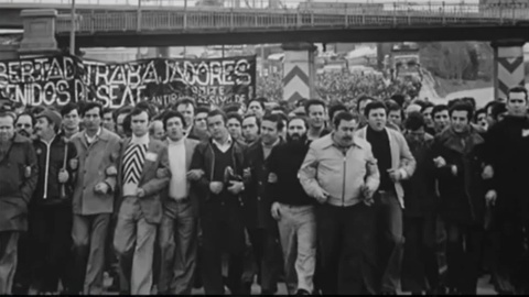 Una de les mobilitzacions dels treballadors de la Seat durant la tardor de 1971.