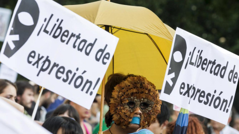 Imagen de archivo de una manifestación la 'ley mordaza'. - REUTERS