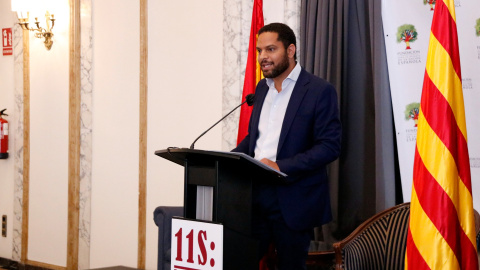 El líder de Vox a Catalunya, Ignacio Garriga, en un acte organitzat per la Fundación Denaes a Barcelona el passat 11 de setembre.