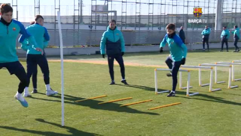 Sesión de recuperación para el Barça después de meterse en las semifinales de la Copa Sesión de recuperación para el Barça después de meterse en las semifinales de la Copa