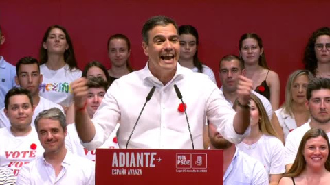 Sánchez: "Vamos a ganar las elecciones porque el PP llega absolutamente desfondado y nosotros en la remontada" Sánchez: "Vamos a ganar las elecciones porque el PP llega absolutamente desfondado y nosotros en la remontada"
