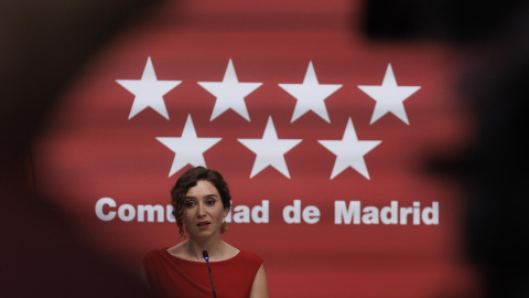 La Presidenta de la Comunidad de Madrid, Isabel Díaz Ayuso, comparece este lunes en rueda de prensa para explicar el contenido del recurso que la Comunidad de Madrid va a presentar ante el Tribunal Supremo por el currículo de Bachillerato q