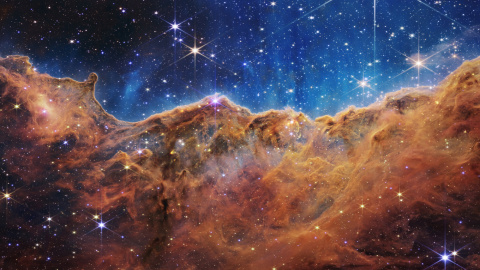 Una región de formación estelar cercana llamada NGC 3324 en la Nebulosa Carina, capturada en luz infrarroja por el nuevo Telescopio Espacial James Webb.- EFE/EPA/NASA, ESA, CSA, and STScI