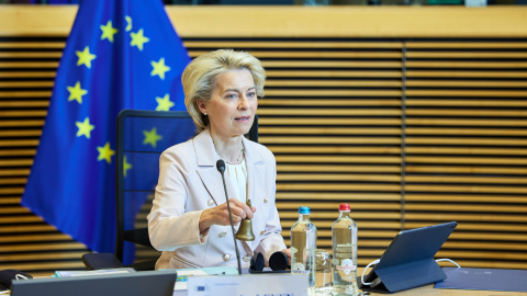 La presidenta de la Comisión Europea, Ursula von der Leyen, preside la reunión semanal de la Comisión Europea el pasado miércoles.