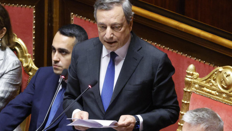 El primer ministro de Italia, Mario Draghi, en la sesión del Senado de este miércoles