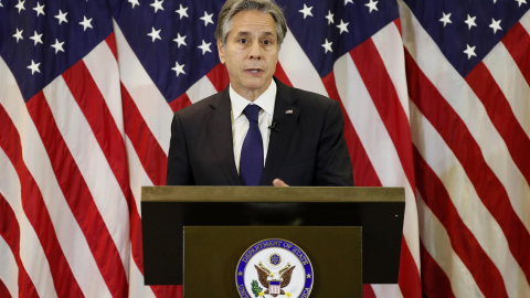 El secretario de Estado de los Estados Unidos, Antony Blinken, habla durante una conferencia de prensa en Nusa Dua, Bali, Indonesia, el 9 de julio de 2022.