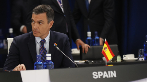 El presidente del Gobierno, Pedro Sánchez, durante la primera jornada de la cumbre de la OTAN que se celebra este miércoles en el recinto de Ifema, en Madrid