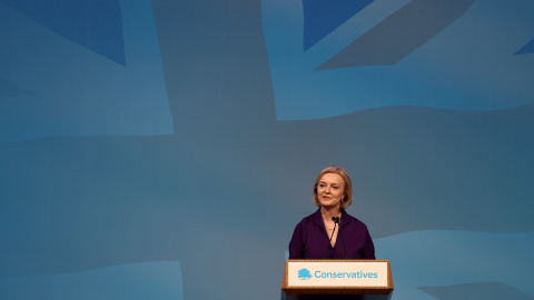 La nueva líder del Partido Conservador y primera ministra electa de Gran Bretaña, Liz Truss, en el centro de Londres el 5 de septiembre de 2022.