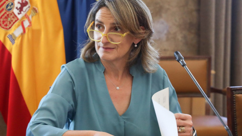 01/08/2022 La vicepresidenta tercera y ministra para la Transición Ecológica, Teresa Ribera, se reúne con los portavoces de los grupos parlamentarios para informarles del acuerdo adoptado en el Consejo de ministros de Energía de la UE, en l