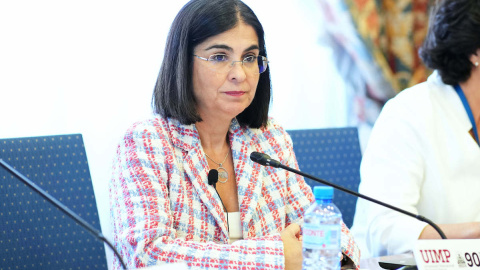 La ministra de Sanidad, Carolina Darias, durante el 'XV Encuentro Interautonómico sobre Protección Jurídica del Paciente', en el Palacio de la Magdalena, a 1 de julio de 2022, en Santander, Cantabria.