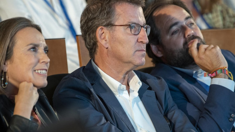 Feijóo, durante la primera jornada de la 25 reunión Interparlamentaria del PP, este sábado en Toledo.