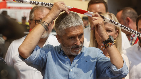 19/08/2022. El ministro del Interior, Fernando Grande-Marlaska, visita las zonas afectadas por el incendio de Bejís, a 17 de agosto de 2022, en Bejís, Castelló.