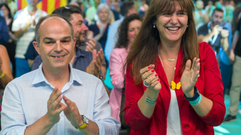 La expresidenta del Parlament, Laura Borràs, y el secretario general de Junts Per Catalunya (JxCat), Jordi Turull, durante el congreso de su partido, a 16 de julio de 2022.