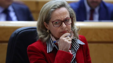 La vicepresidenta del Gobierno, Nadia Calviño durante pleno del Senado, este martes en Madrid.