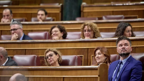 El portavoz de ERC en el Congreso de los Diputados, Gabriel Rufián, en una sesión plenaria, en el Congreso de los Diputados, a 15 de diciembre de 2022, en Madrid.