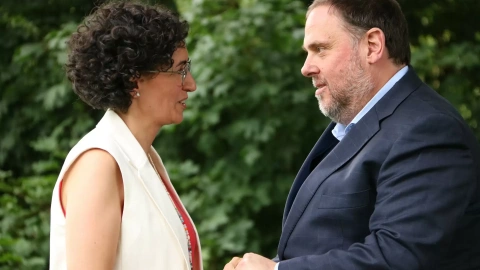 30/06/2022 - Marta Rovira i Oriol Junqueras quan van retrobar-se a Ginebre, el juny de l'any passat.