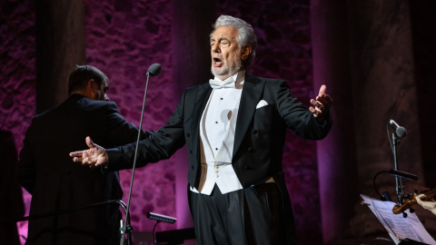 25/9/21 Plácido Domingo, durante un concierto en el marco del 'Stone & Music Festival', en el Teatro Romano de Mérida, a 25 de septiembre de 2021.