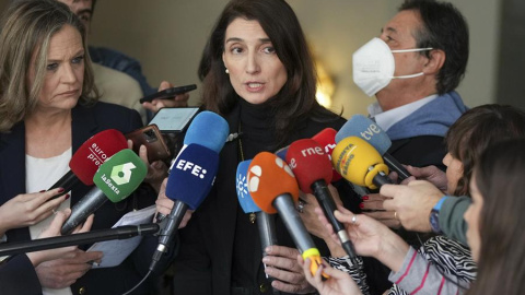 30/12/22 La ministra de Justicia, Pilar Llop se dirige a los medios tras su encuentro este viernes con el presidente del Consejo General del Poder Judicial, Rafael Mozo, y con el fiscal general del Estado, Álvaro García