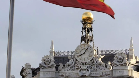Detalle del edificio de la sede del Banco de España, en Madrid.