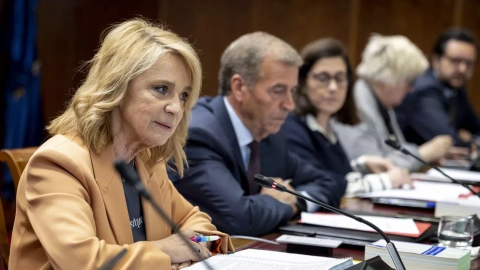 Comparecencia de la presidenta interina del Consejo de Administración de la Corporación RTVE, Elena Sánchez, este martes en el Senado en Madrid.