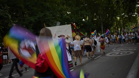 Manifestación del Orgullo LGTBI, a 3 de julio de 2021, en Madrid.