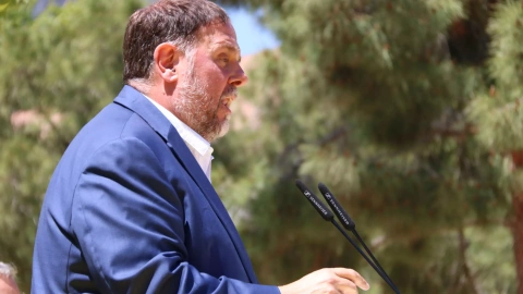 El president d'ERC, Oriol Junqueras, en un míting del partit aquest cap de setmana