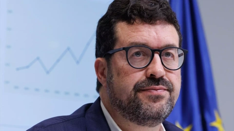 El secretario de Estado de Empleo y Economía Social, Joaquín Pérez Rey, durante una rueda de prensa, en el Ministerio de Trabajo, a 2 de junio de 2023, en Madrid