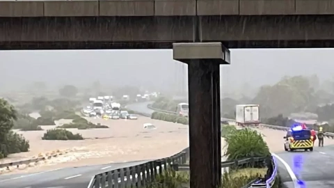 3-9-2023 Inundació a l'AP-7, tallada entre Freginals i Ulldecona per l'aiguat al Montsià