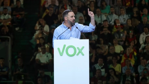 Santiago Abascal en el acto de Vox 'Vistalegre Plus Ultra' en Madrid