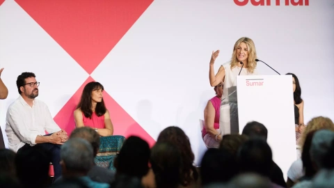 La vicepresidenta segunda, ministra de Trabajo y Economía Social y líder de Sumar, Yolanda Díaz, participa en un acto en Toledo, a 2 de julio de 2023.