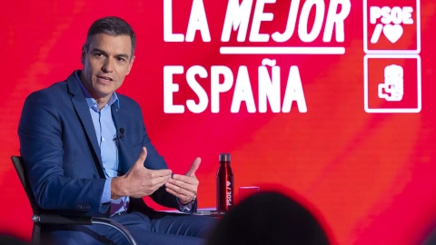 El presidente del Gobierno y secretario general del PSOE, Pedro Sánchez, durante un acto celebrado este miércoles en Ferraz