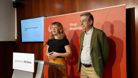 Els portaveus del grup municipal de Barcelona en Comú, Jordi Martí i Janet Sanz