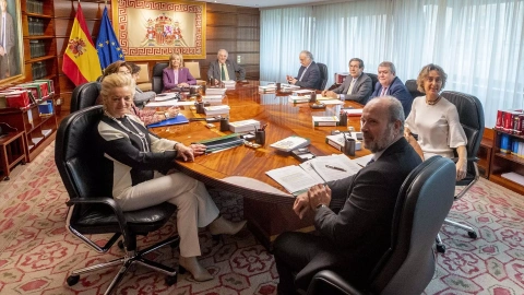 Los magistrados y magistradas del TC, en el primer pleno jurisdiccional tras la renovación de un tercio de sus miembros, el 24 de enero de 2023.