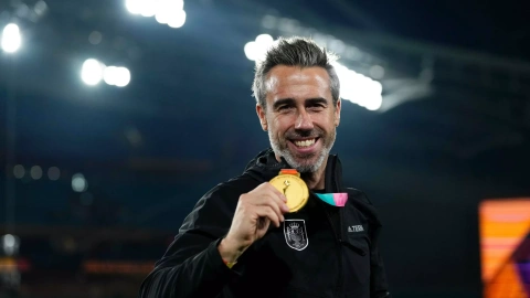 Jorge Vilda, entrenador en jefe, celebra la victoria de España en la Copa Mundial Femenina de la FIFA a 20 de agosto de 2023 en Sydney, Australia.