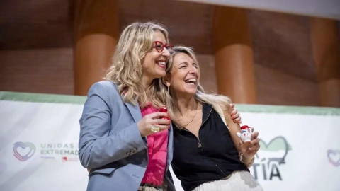 María Eugenia Rodríguez Palop y Yolanda Díaz, en un acto de Sumar