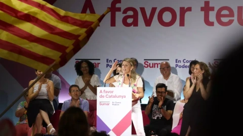 20/07/2023 - Yolanda Díaz al míting central de Sumar En Comú Podem per al 23-J, fet a la Farga de l'Hospitalet.