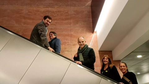 El exconseller y eurodiputado de Junts Toni Comín; el expresidente de la Generalitat, Carles Puigdemont; el secretario general de Junts per Catalunya, Jordi Turull; la presidenta de Junts, Laura Borràs, y la diputada de Junts, Miriam Noguer