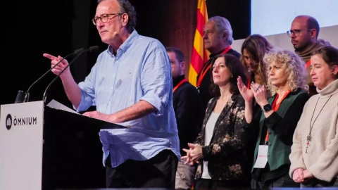 El president d'Òmnium, Xavier Antich, durant la celebració de l'Assemblea General.