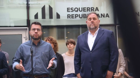 El president d'ERC, Oriol Junqueras, i el president del Govern, Pere Aragonès