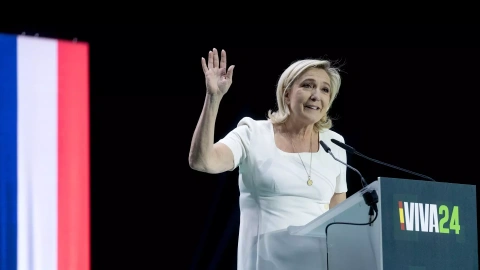 La diputada de la Asamblea Nacional de Francia y candidata a la Presidencia de la República, Marine Le Pen, en el acto de Vox en Madrid, a 19 de mayo de 2024.
