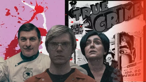 Montaje con las imágenes de varios asesinos representados recientemente en el 'true crime', de izquierda a derecha, El Rey del Cachopo, Jeffrey Dahmer o Rosario Porto.